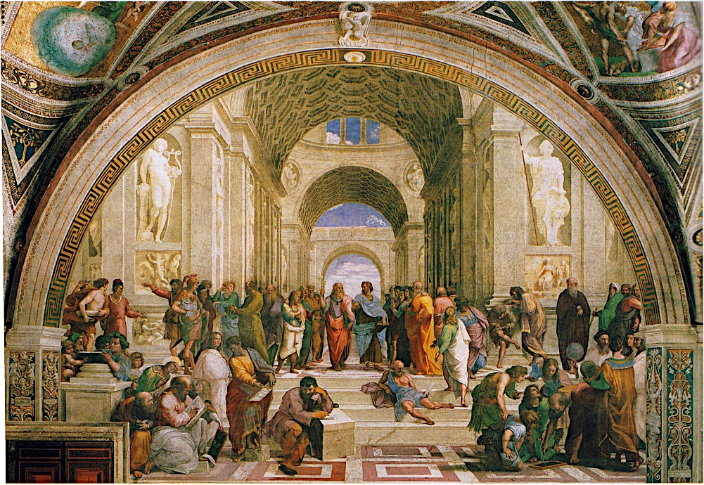 Athénská škola od Rafaela - nejslavnější gnostikové, uprostřed Platón a Aristoteles