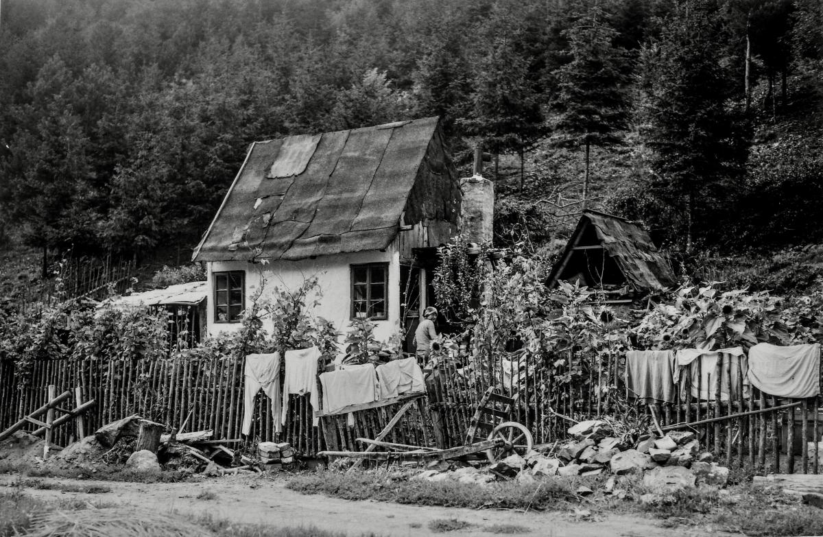 8. Nuzné chatrče na úpatí Dřínové zachycené na fotografii - přibližně 20 léta XX.století