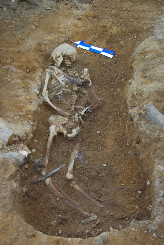 Nalezená kostra v anatomické poloze na šibenici v Lubomierzi - foto Dr. Daniel Wojtucki
